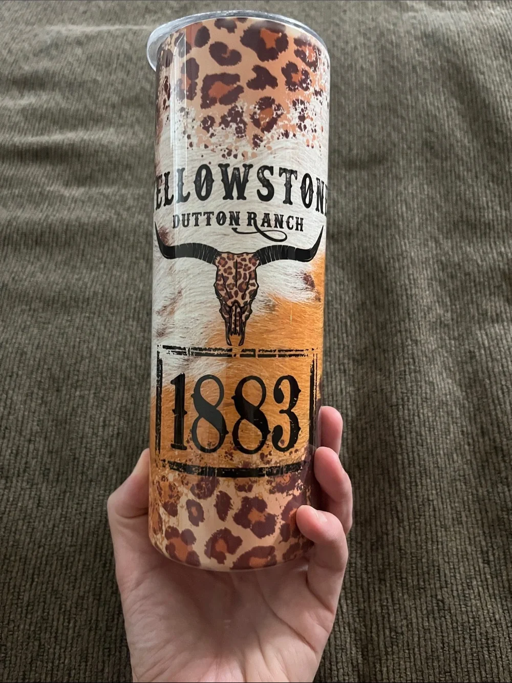 Yellowstone Dutton Ranch 1883 Leopard Print Tumbler - Orange/Brown